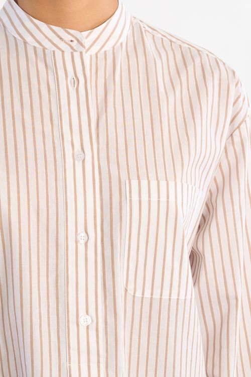 Camisa de mujer de manga larga, estampado de rayas.