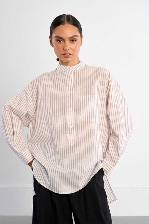 Chemise col Mao en coton