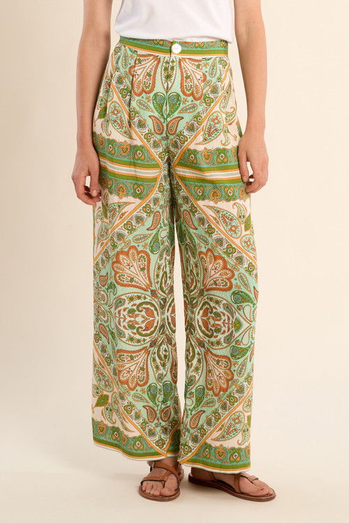 Pantalon fluide, imprimé foulard
