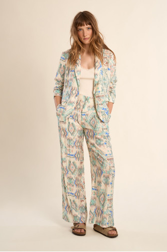 Pantalon droit à motif ethnique