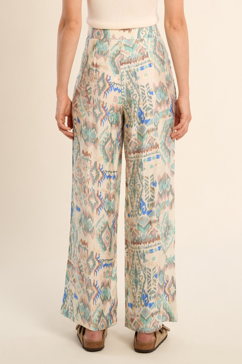 Straight trousers with ethnic pattern