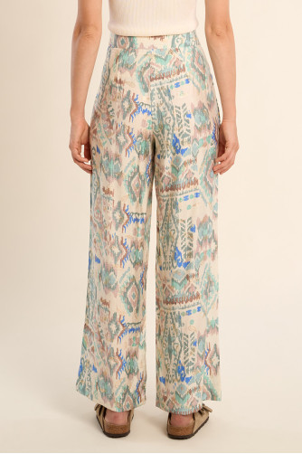Pantalon droit à motif ethnique