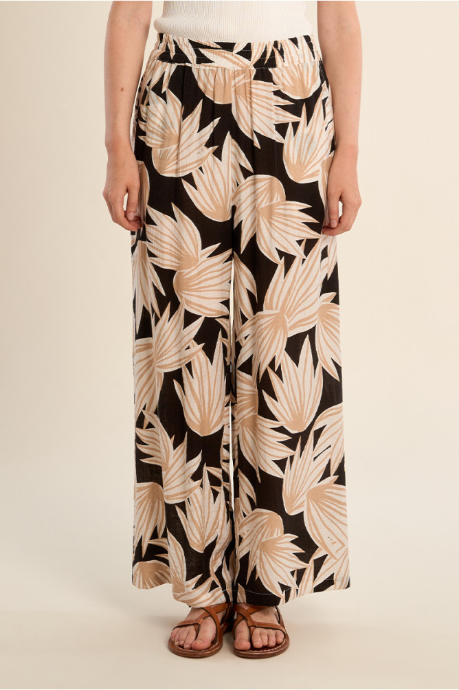 Pantalon fluide imprimé, taille haute