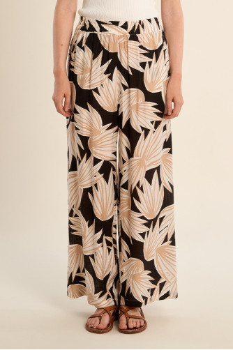 Pantalon fluide imprimé, taille haute