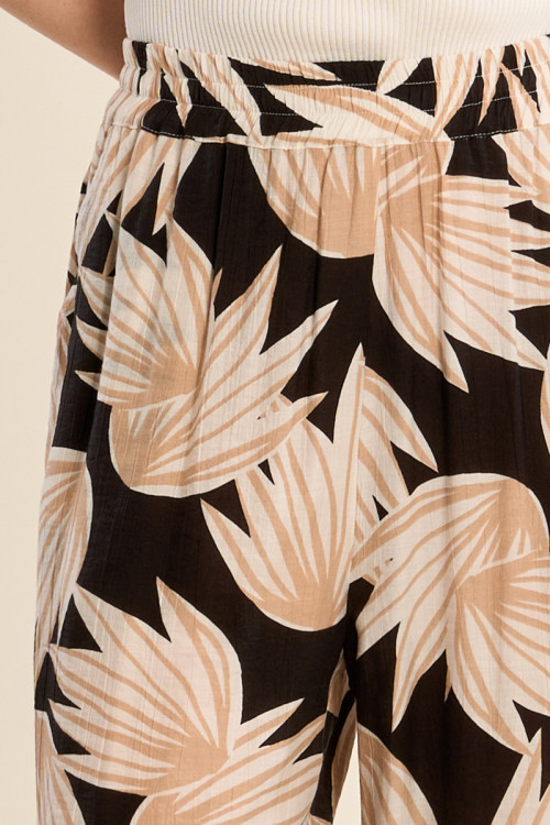 Printed flowing pants, high waist