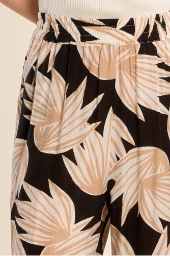 Pantalon fluide imprimé, taille haute