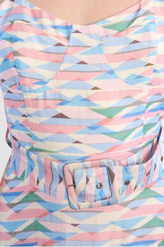 Robe maxi ceinturée à imprimé géométrique