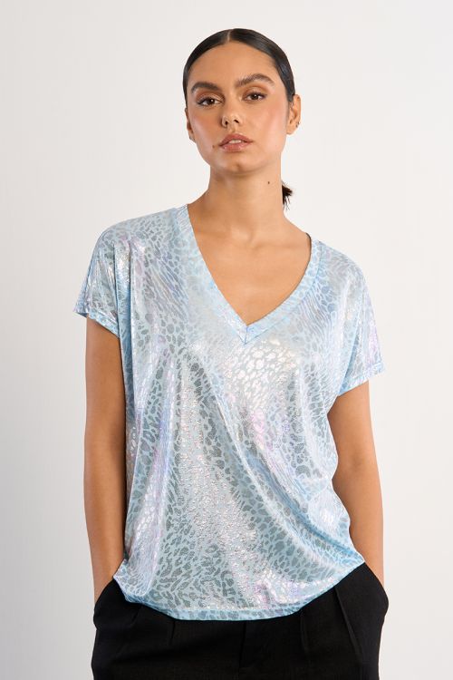 Camiseta de mujer de manga corta, con estampado animal.