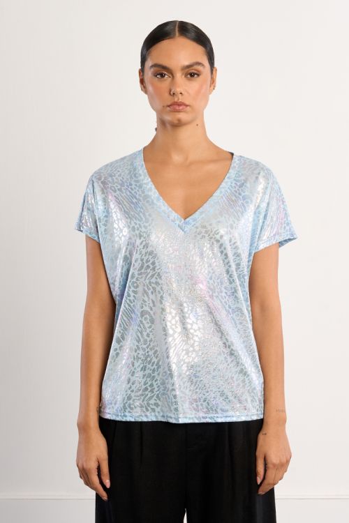 Camiseta de mujer de manga corta, con estampado animal.
