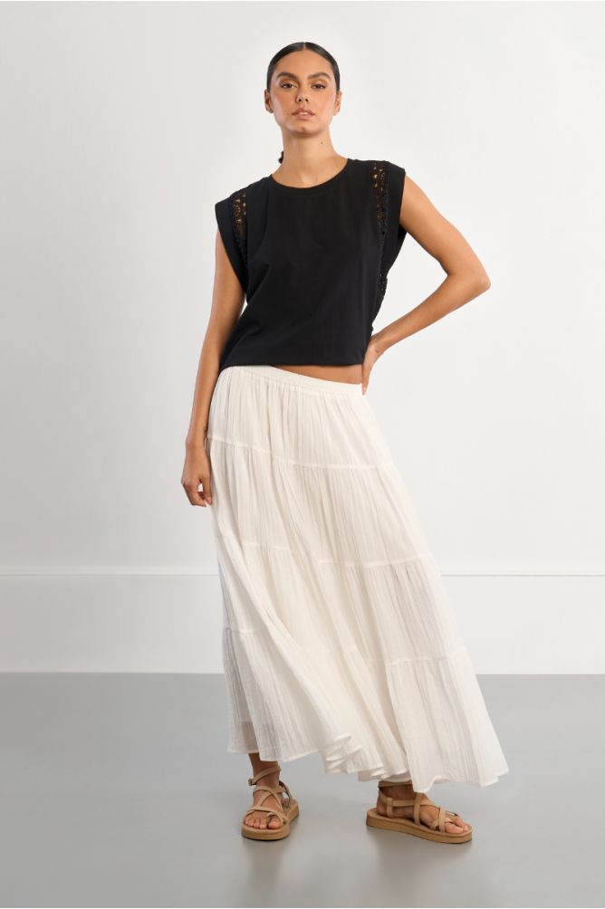 T-shirt with openwork sleeves