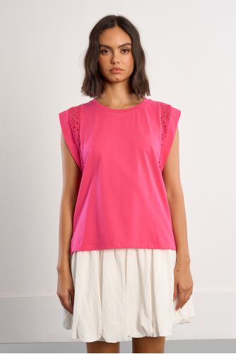 T-shirt with openwork sleeves