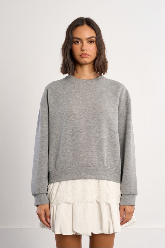Sweat-shirt oversize avec détail en dentelle