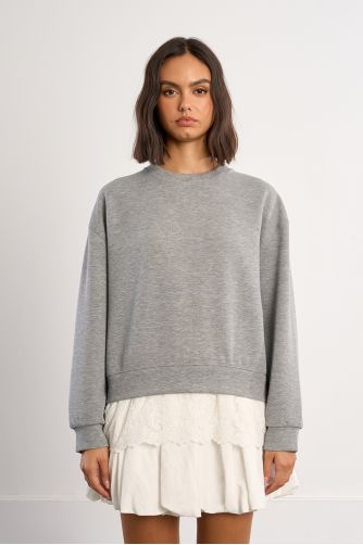 Oversized sweatshirt with lace detail