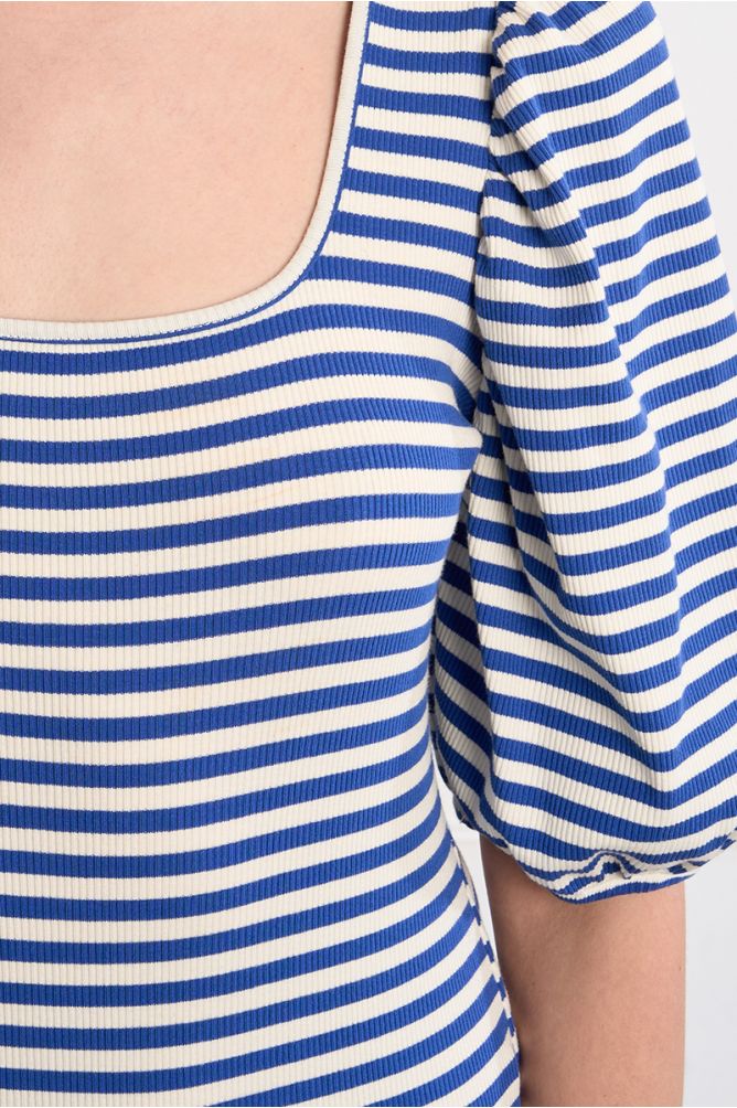 Striped bodysuit, balloon sleeves