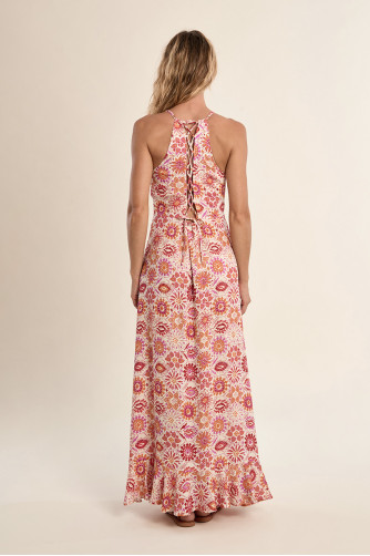 Robe longue porte-feuille, imprimée