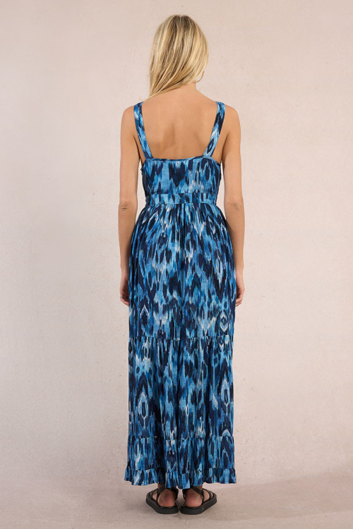 Robe longue à volants, imprimée