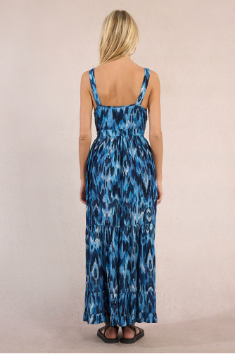 Robe longue à volants, imprimée