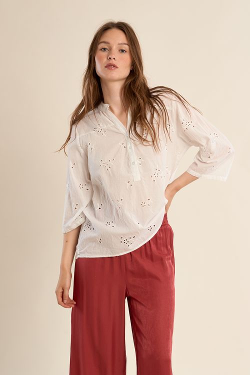 Chemisier coton en broderie anglaise