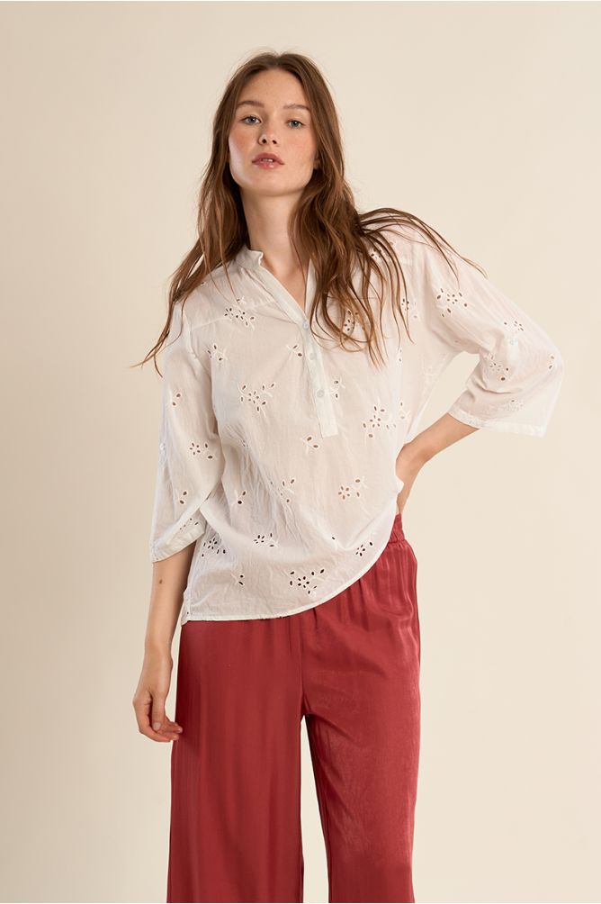 Chemisier coton en broderie anglaise