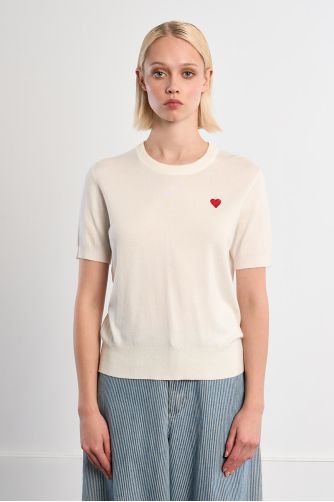 T-shirt en maille, brodé Cœur