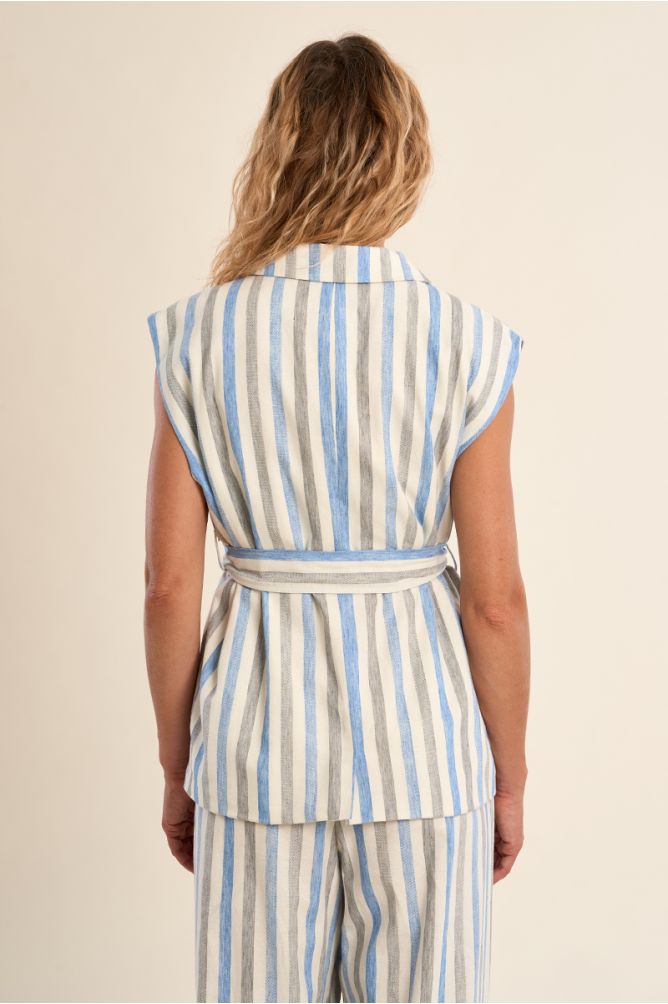 Sleeveless blazer jacket, striped