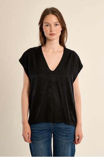 Top de mujer de manga corta, cuello en V.