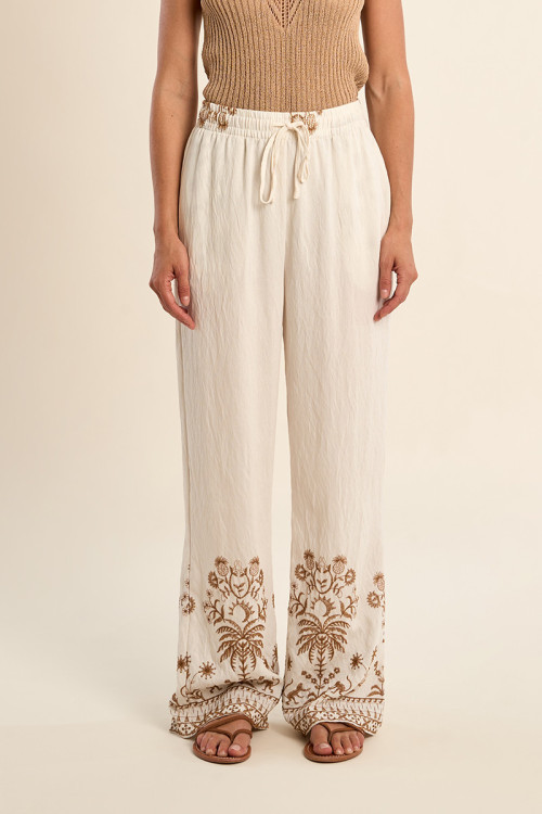 Wide trousers, with embroidery