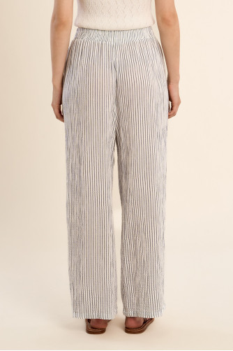 Pantalon en coton, rayé