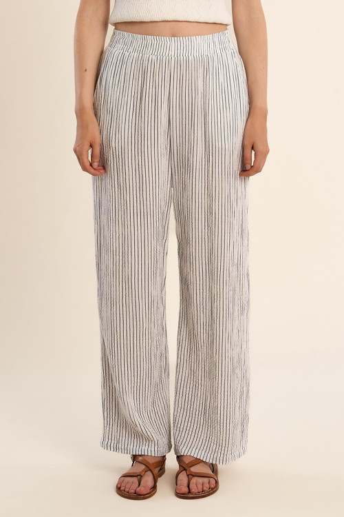 Pantalon en coton, rayé