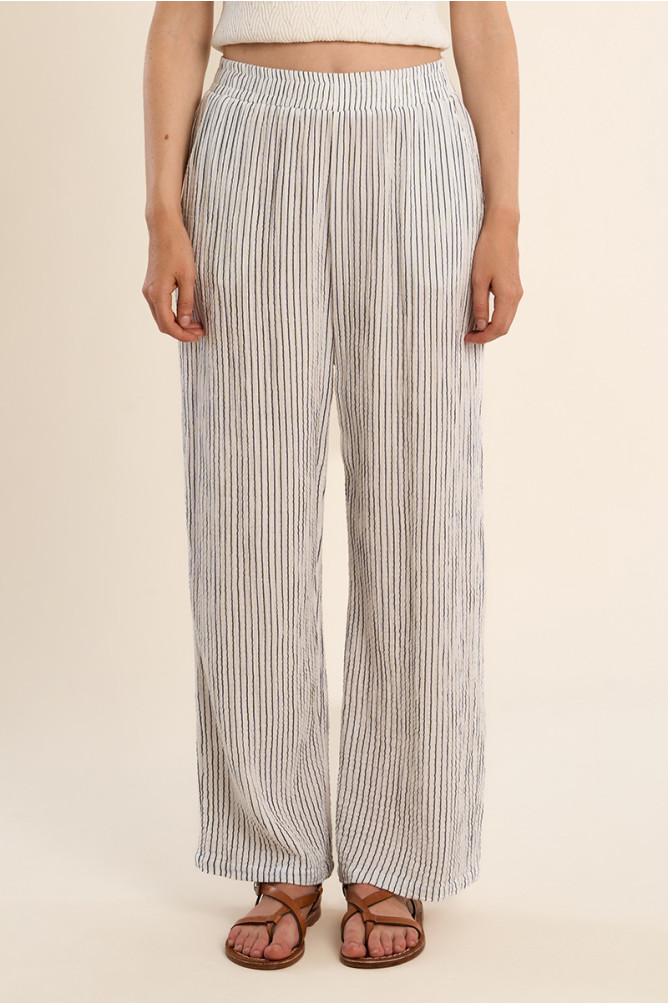 Pantalon en coton, rayé