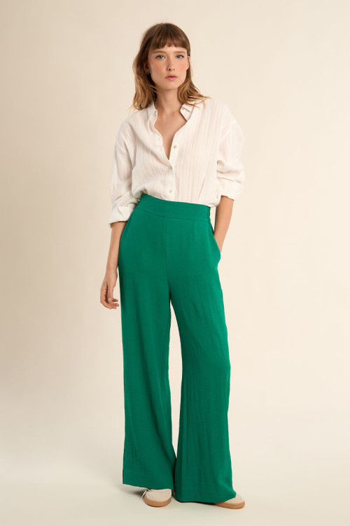 Pantalon taille haute, fluide