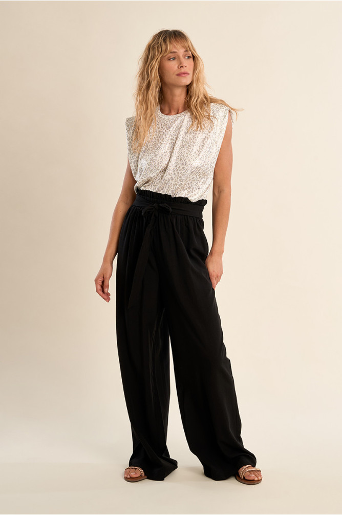 Wide-leg pants, high waist