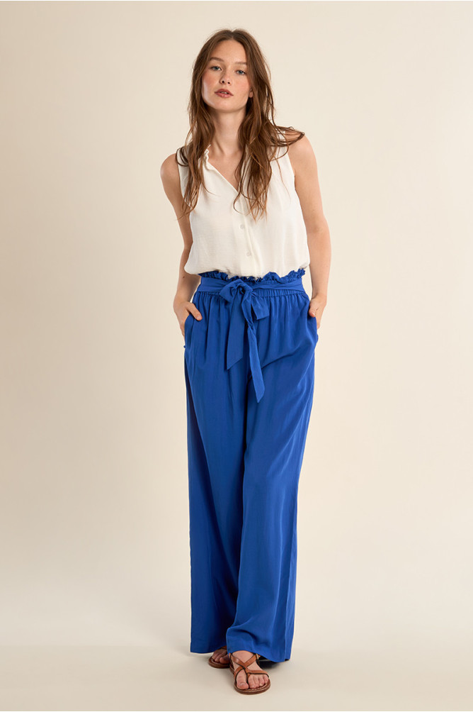 Wide-leg pants, high waist