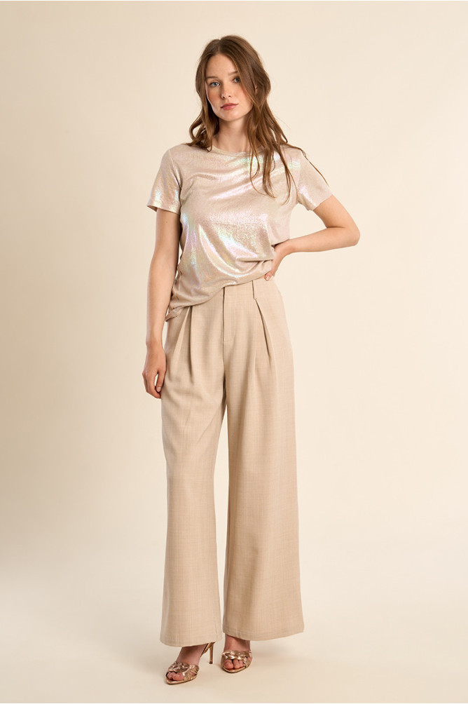 Wide leg pleated trousers