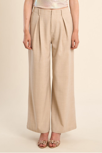 Wide leg pleated trousers