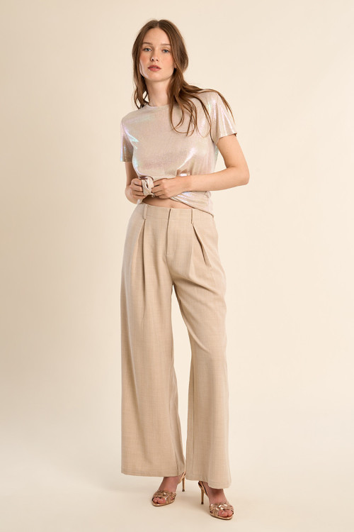 Wide leg pleated trousers