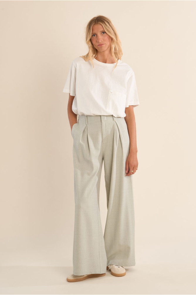 Pantalón de mujer largo, detalle pinzas.