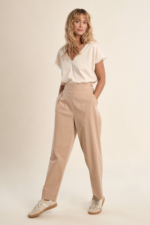 Pantalon fluide, taille haute