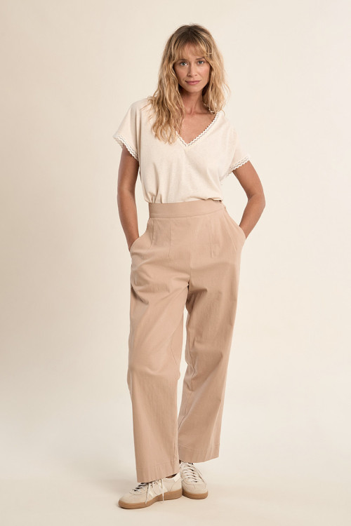 Pantalon fluide, taille haute