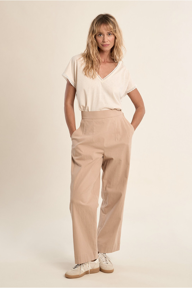 Pantalon fluide, taille haute