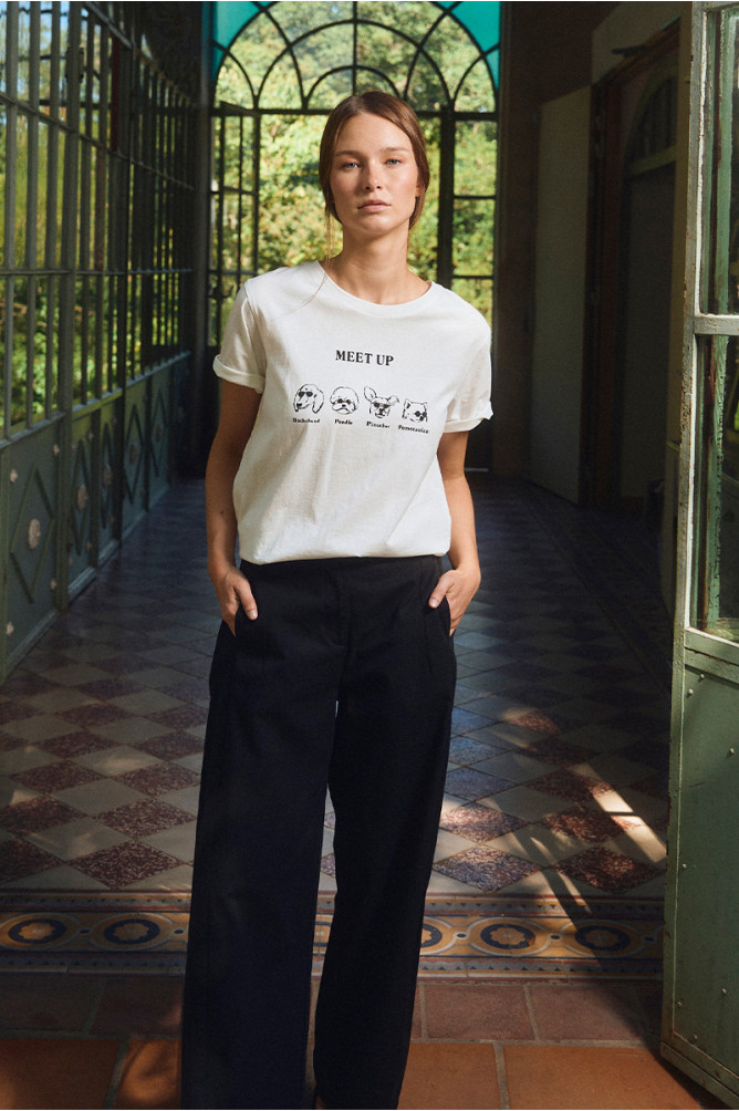 Cotton trousers, barrel cut