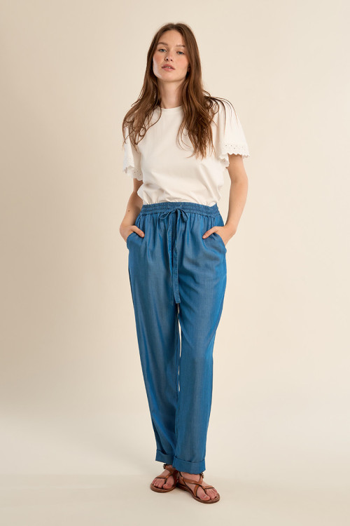 Lyocell trousers, carrot cut