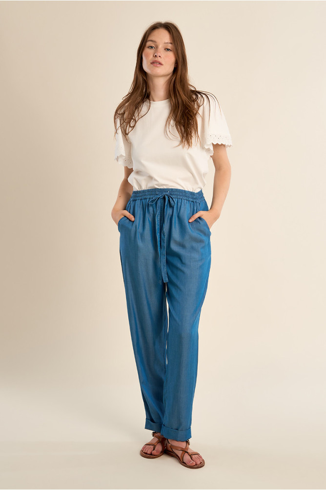 Lyocell trousers, carrot cut