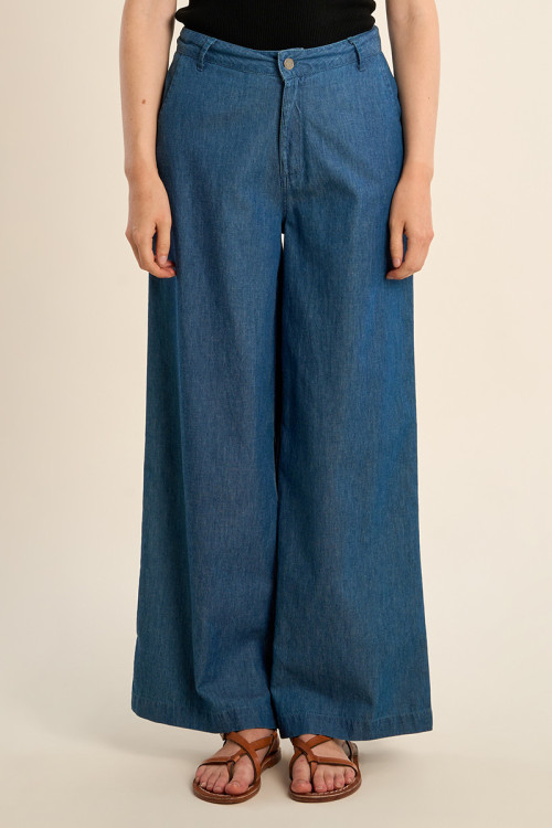 Pantalon en cotonl, coupe large