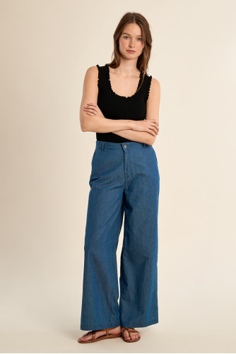 Pantalon en cotonl, coupe large