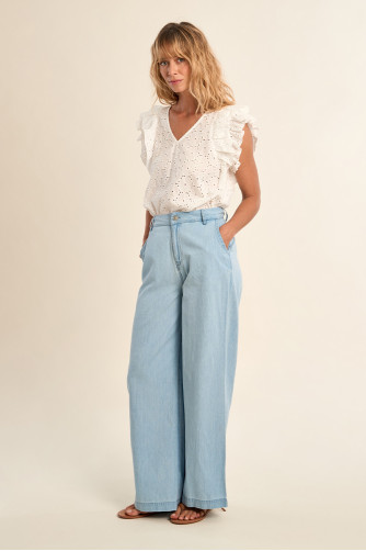 Pantalon en coton, coupe large