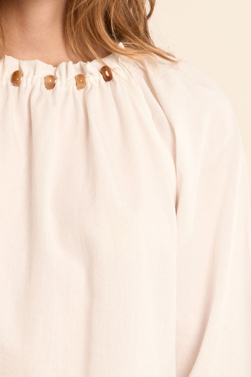 Beaded round neck blouse