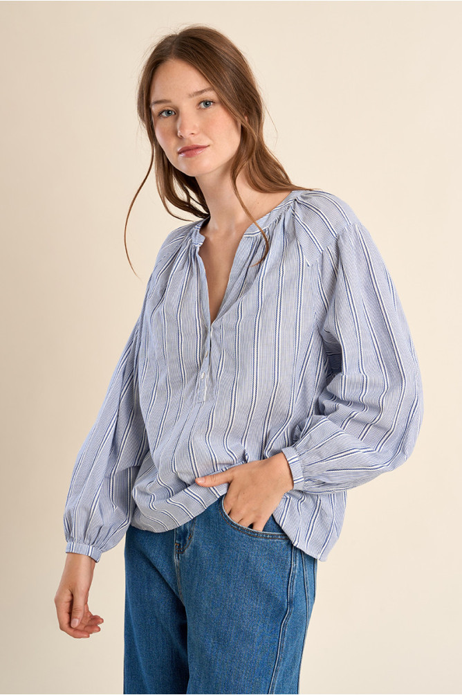 Blouse en cotton, rayée