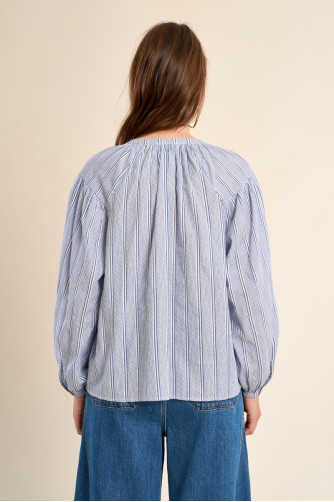 Blouse en cotton, rayée