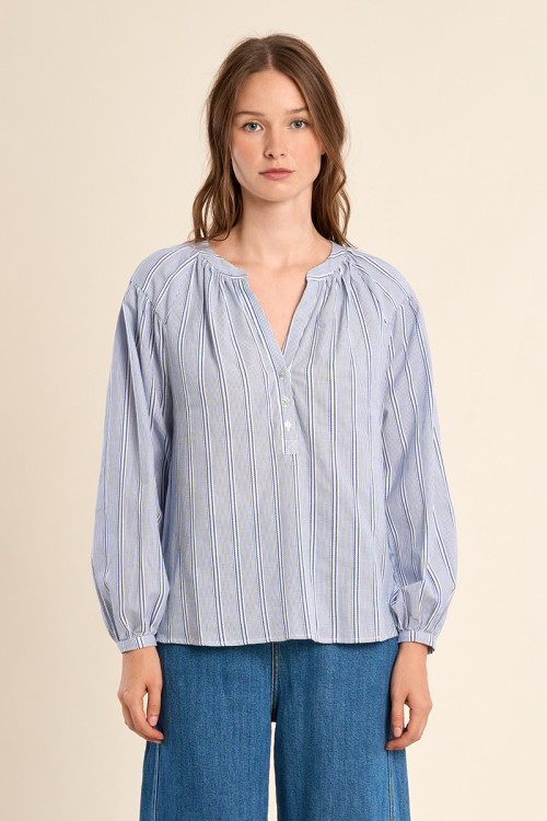 Blouse en cotton, rayée